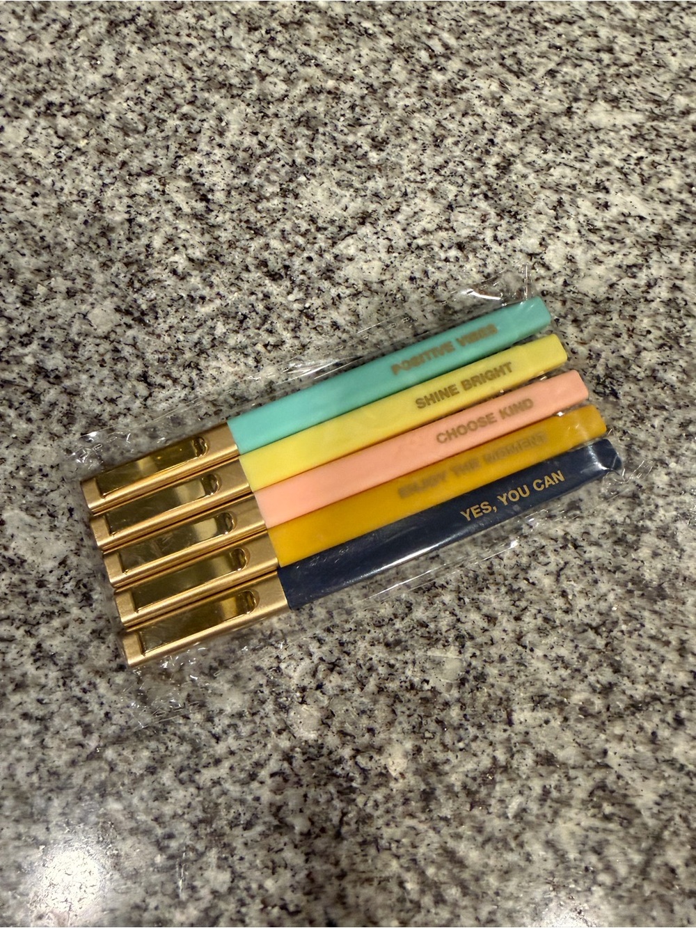 Pastel Inspirational Card & Key Holder Set with Gold Accents